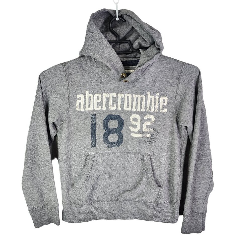 Boys Abercrombie & Fitch Gray Pullover Hoodie Sweatshirt Long Sleeve Size XL